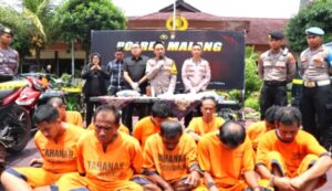 Puluhan Motor Curian Diamankan dan 10 Pelaku Berhasil Ditangkap Polres Malang