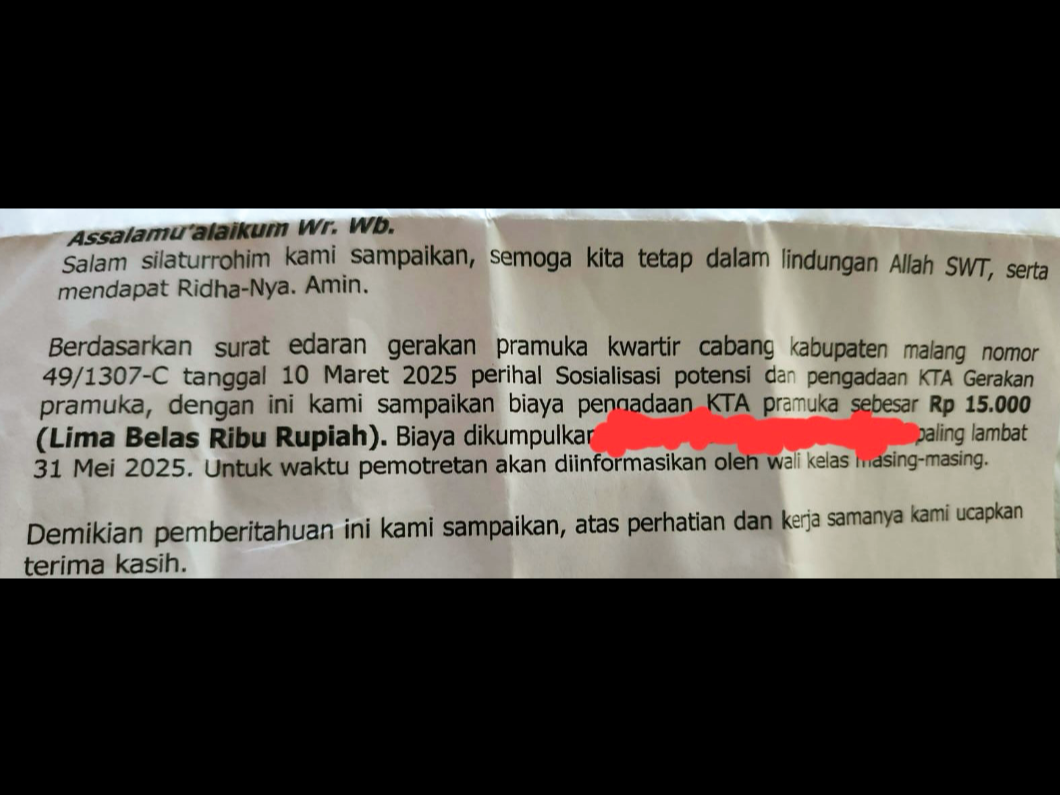 Munculnya Surat Edaran Gerakan Pramuka Kwartir Cabang (Kwarcab) Kabupaten Malang perihal sosialisasi potensi dan pengadaan Kartu Tanda Anggota (KTA) Gerakan Pramuka, menuai protes.