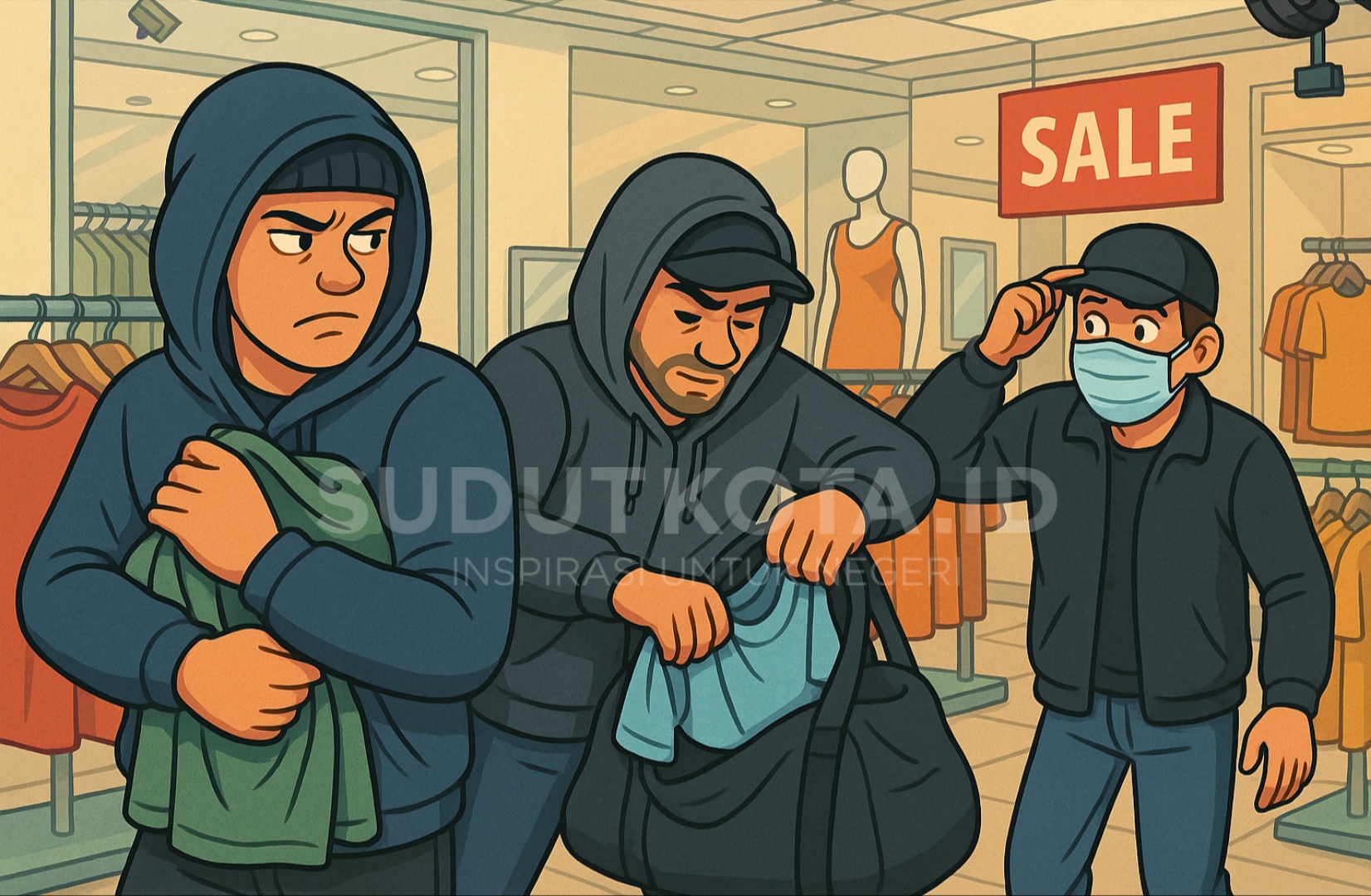 Tiga petugas kebersihan di Mal Olympic Garden (MOG) Malang ditangkap aparat Polsek Klojen setelah terbukti mencuri di toko Centre Point.