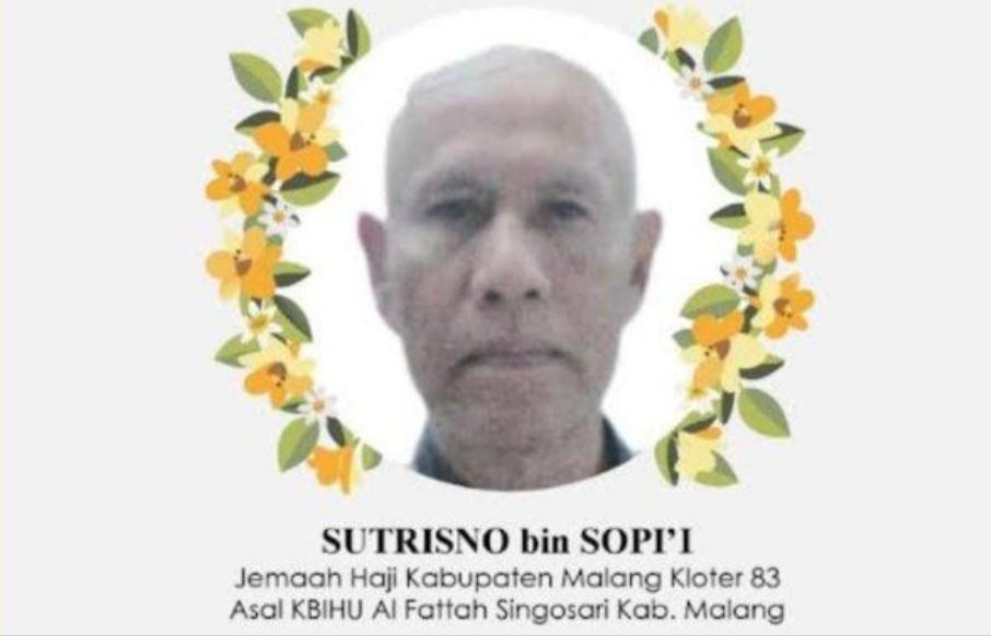 Seorang jemaah haji asal Kabupaten Malang, Jawa Timur, dilaporkan meninggal dunia