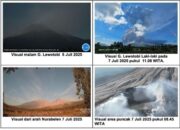Gunung Lewotobi Laki-laki di Kabupaten Flores Timur, Nusa Tenggara Timur, kembali mengalami erupsi eksplosif pada Senin (7/7) pukul 11.05 WITA.