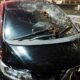 Diduga Selip, Sebuah Mobil Tabrak Pembatas Jalan di Perempatan Jalan Ijen Malang