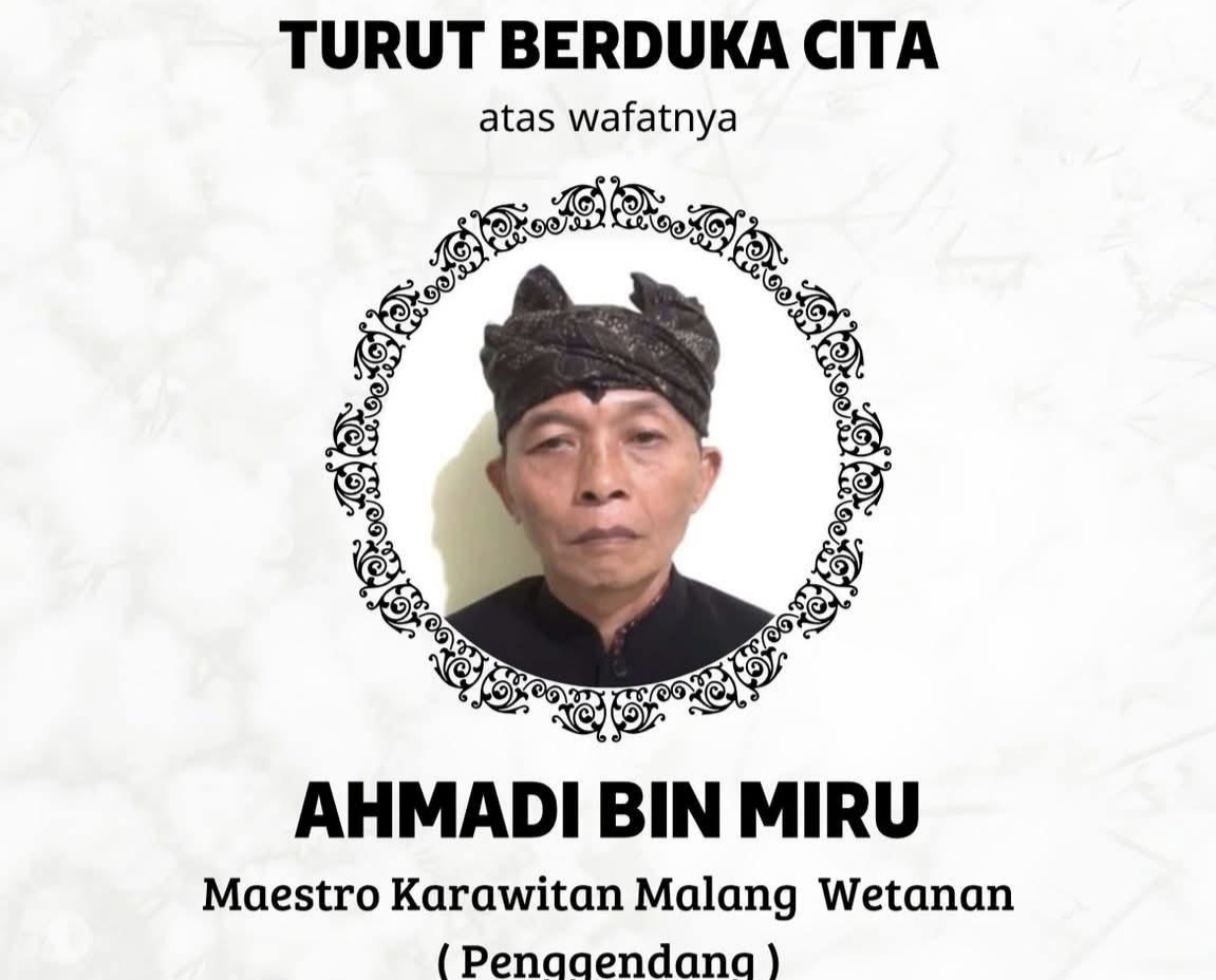 Kabar duka menyelimuti dunia seni dan budaya tradisional di Malang Raya. Maestro karawitan legendaris, Mbah Ahmadi bin Miru, tutup usia pada Kamis, (17/07/2025) di kediamannya di Kelurahan Kedungkandang, Kecamatan Kedungkandang, Kota Malang.