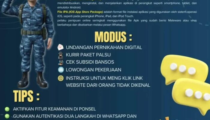 TNI AU Ingatkan Bahaya Penipuan Lewat File APK dan IPA, Modus Baru di WhatsApp