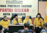 DPD Partai Golkar Kota Surabaya akan menggelar Musyawarah Daerah (Musda) XI pada 12 Agustus 2025 di Hotel Windham, Jalan Basuki Rahmat, Surabaya.