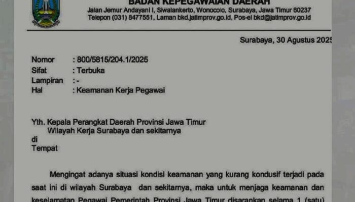 BKD Jatim Imbau ASN di Surabaya Tak Pakai Seragam dan Kendaraan Dinas