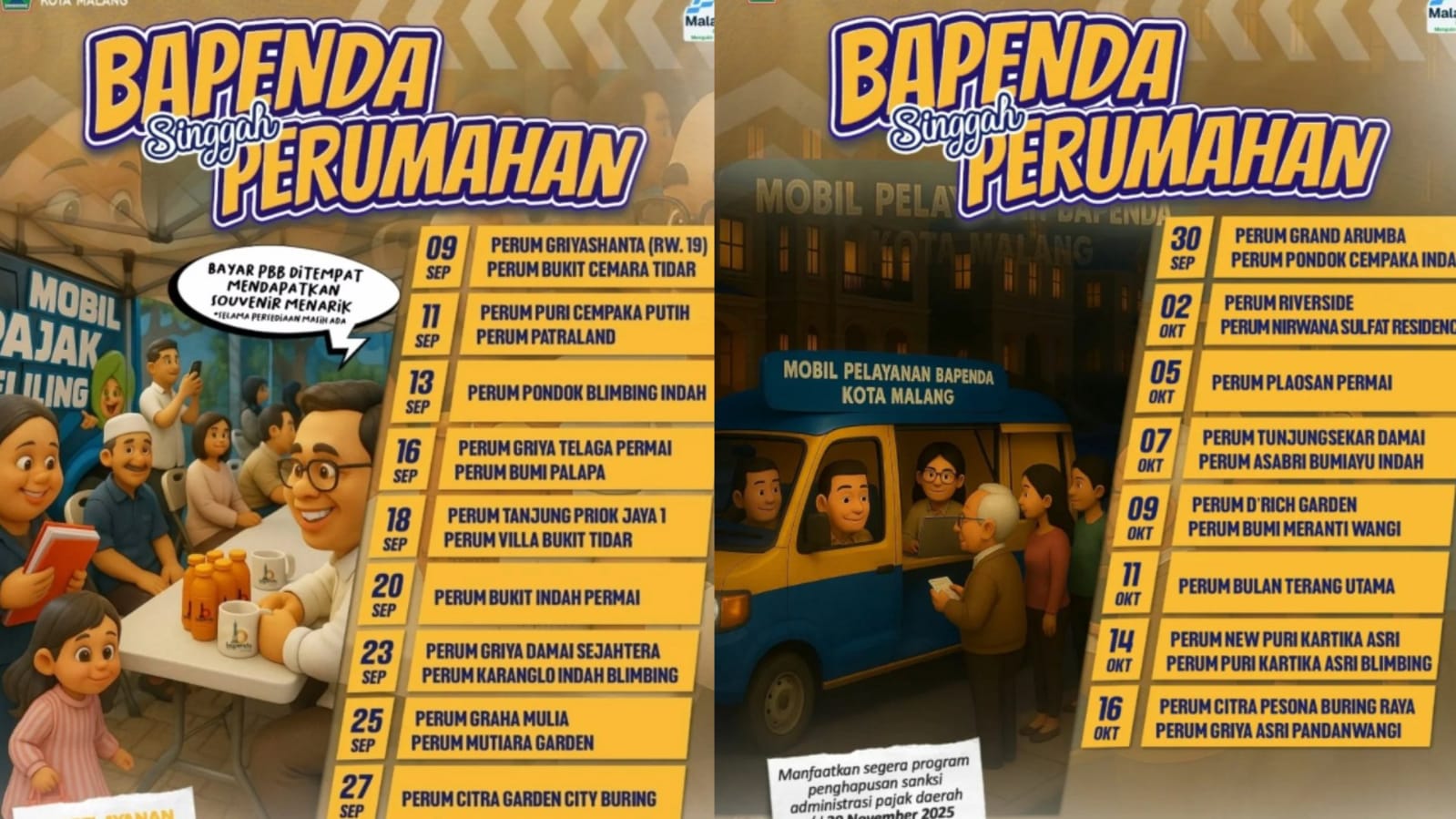 Bapenda Kota Malang Turun ke Perumahan, Berikut Jadwal Layanan Pajak Keliling September–Oktober 2025