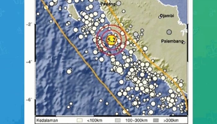 Gempa Magnitudo 5,2 Guncang Barat Daya Mukomuko Bengkulu