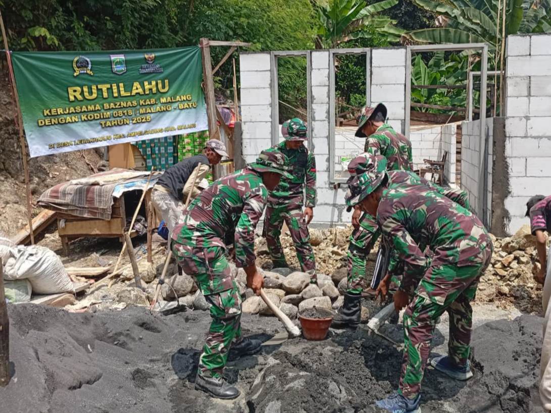 TMMD ke-126 Lebakharjo: TNI dan Baznas Renovasi Puluhan Rumah Tidak Layak Huni