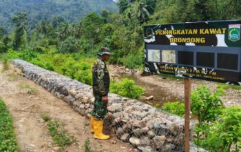 TMMD ke-126 Lebakharjo Rampungkan Pembangunan Bronjong Sukomaju
