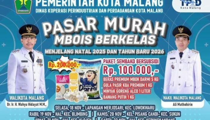 Pemkot Malang Gelar Pasar Murah Mbois Berkelas, Stabilkan Harga Jelang Natal dan Tahun Baru