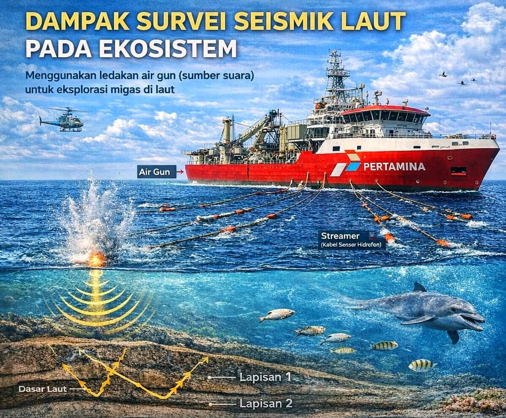 Gelombang Seismik Migas Dinilai Picu Risiko Ekologi Laut Selatan Jawa, Aktivis Lingkungan Minta Evaluasi Menyeluruh