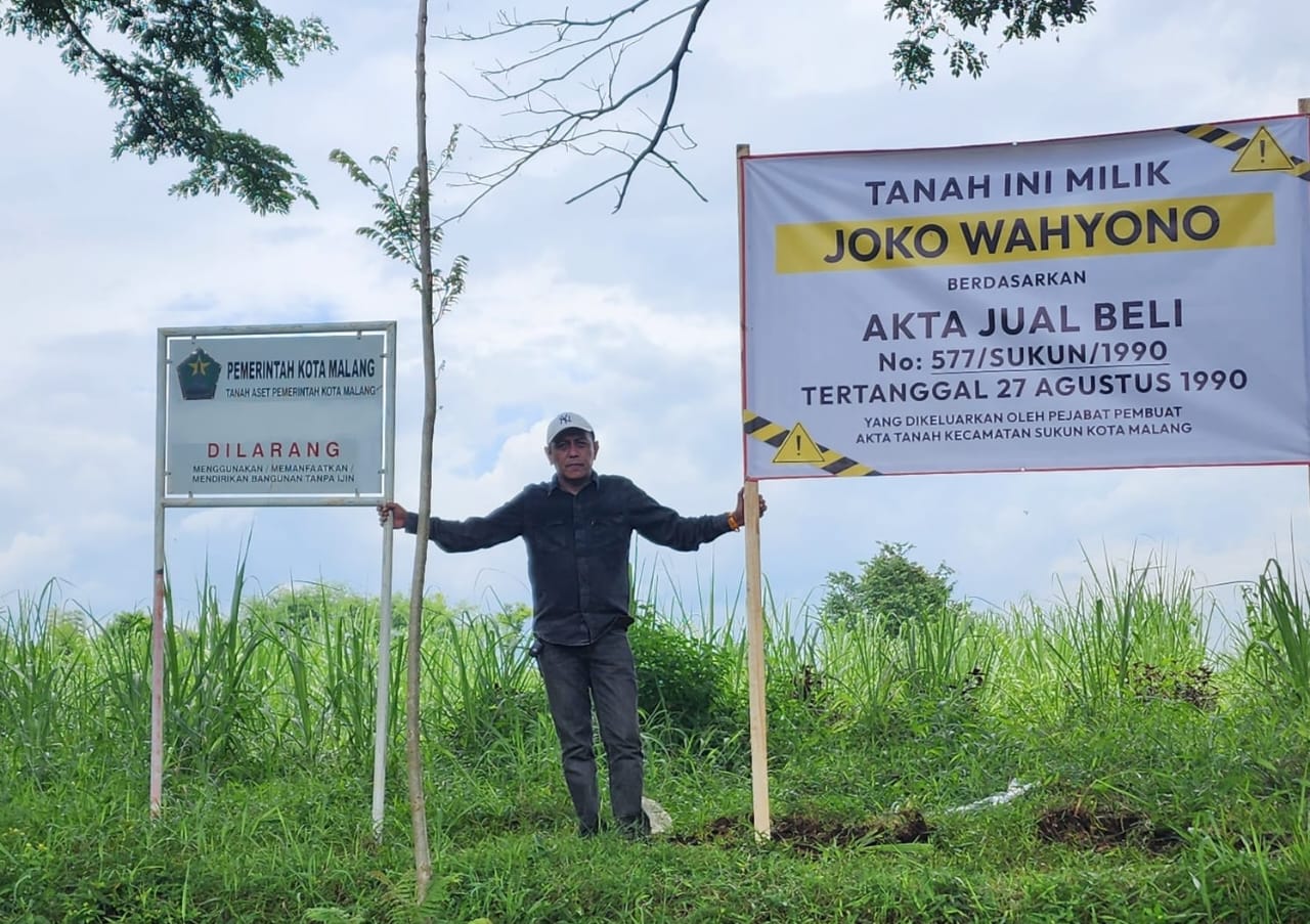 Diduga mencaplok tanah seluas 4.980 meter persegi milik salah seorang warga, kantor Law Firm Djoko Tritjahjana & Partners Kota Malang melayangkan surat somasi ke Pemkot Malang, pertengahan bulan Desember 2025.