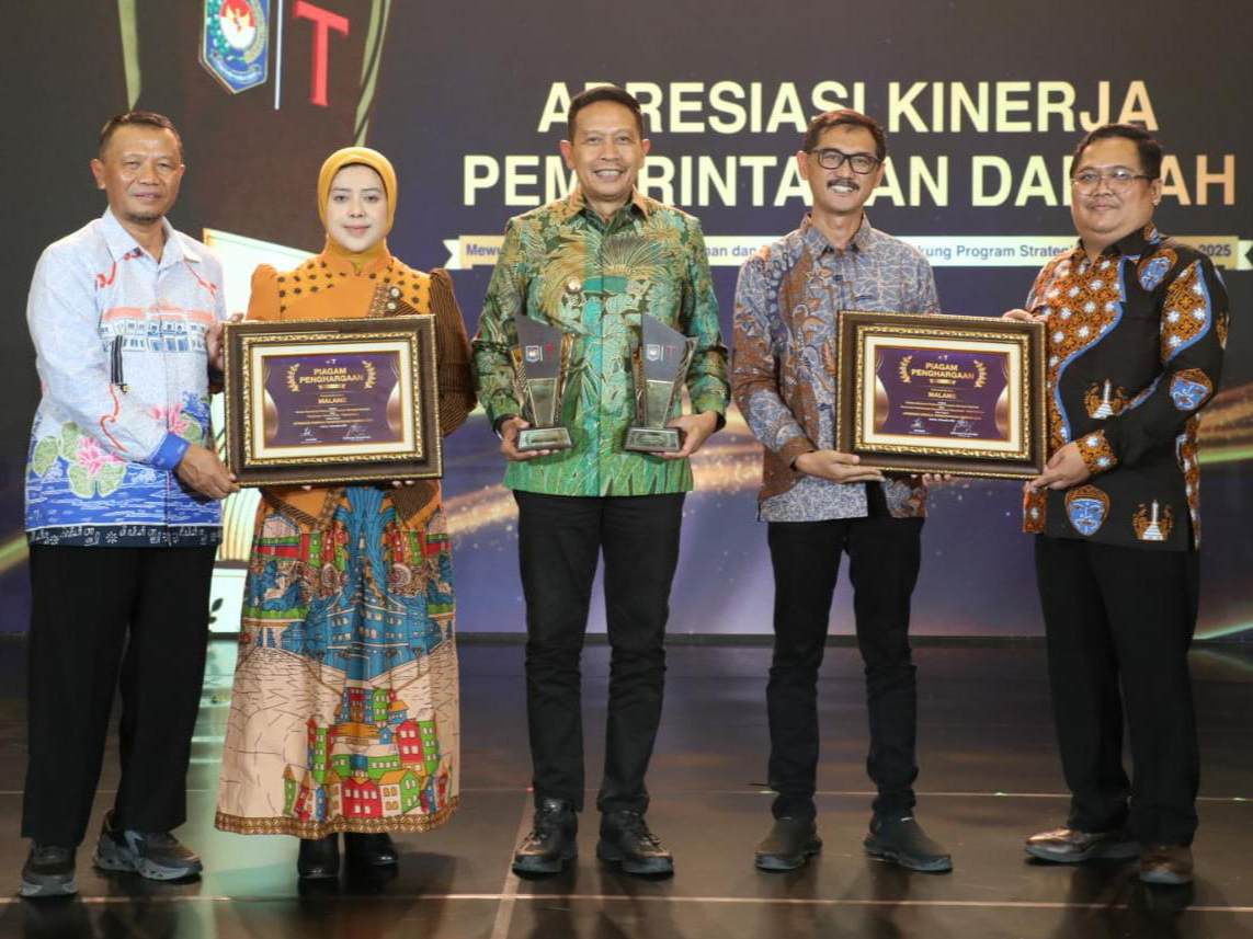 Pemkot Malang Boyong Dua Penghargaan di Ajang Apresiasi Kinerja Pemerintah Daerah Kemendagri 2025