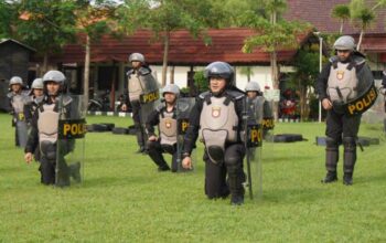 Kapolres Jombang Pimpin Latihan Dalmas, Uji Kesiapsiagaan Personel Hadapi Demo