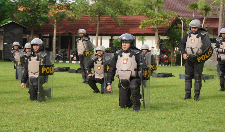 Kapolres Jombang Pimpin Latihan Dalmas, Uji Kesiapsiagaan Personel Hadapi Demo