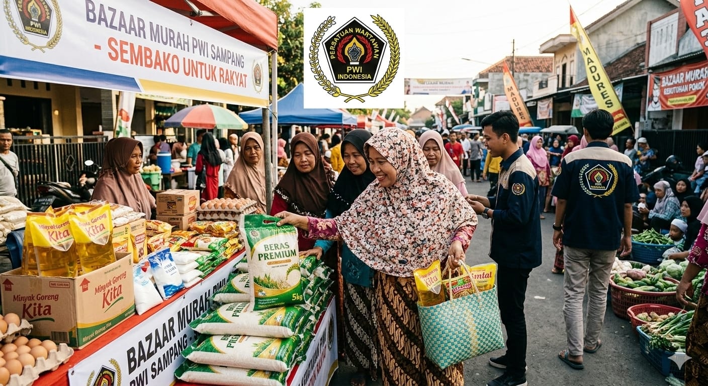 PWI Sampang Gelar Bazar Sembako Murah Gandeng Disperta KP dan Bulog