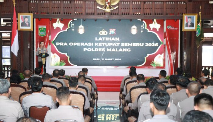 Polres Malang Matangkan Kesiapan Pengamanan Lebaran Lewat Latpraops Ketupat Semeru 2026