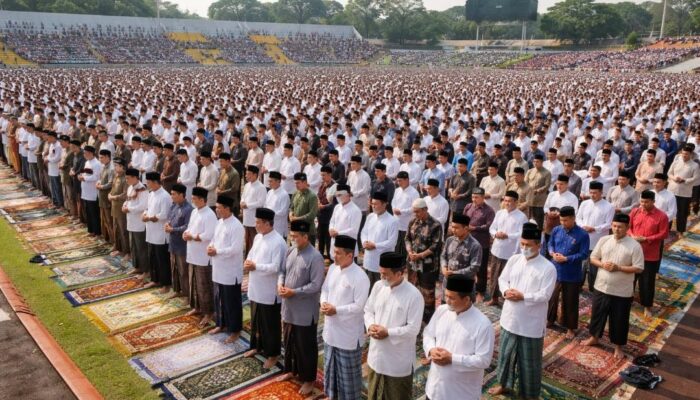 Lebaran Lebih Dulu, Ribuan Warga Muhammadiyah Penuhi Stadion Gajayana