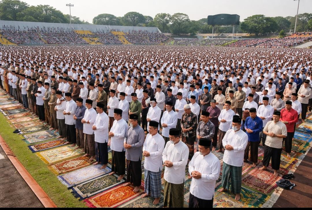 Lebaran Lebih Dulu, Ribuan Warga Muhammadiyah Penuhi Stadion Gajayana