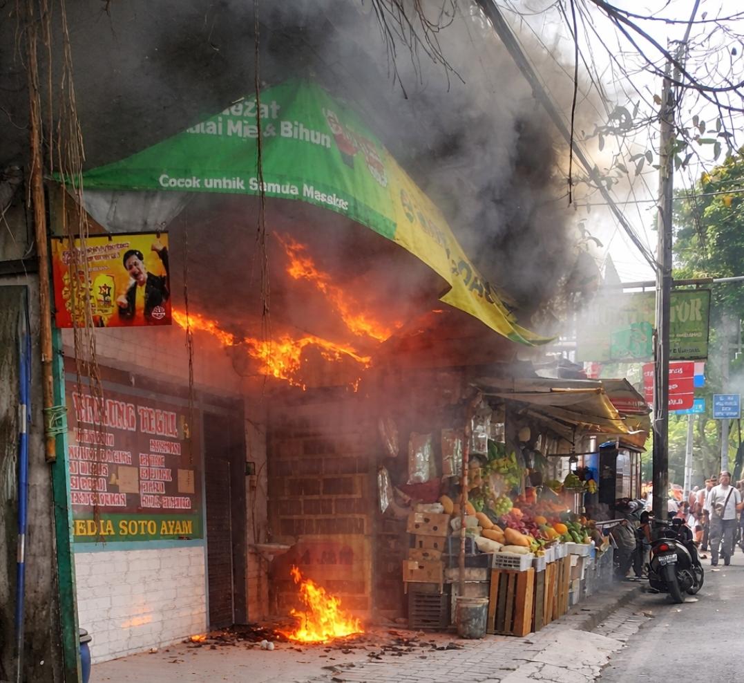 Warung Makan di Tlogomas Malang Ludes Terbakar, Diduga Akibat Kebocoran Gas