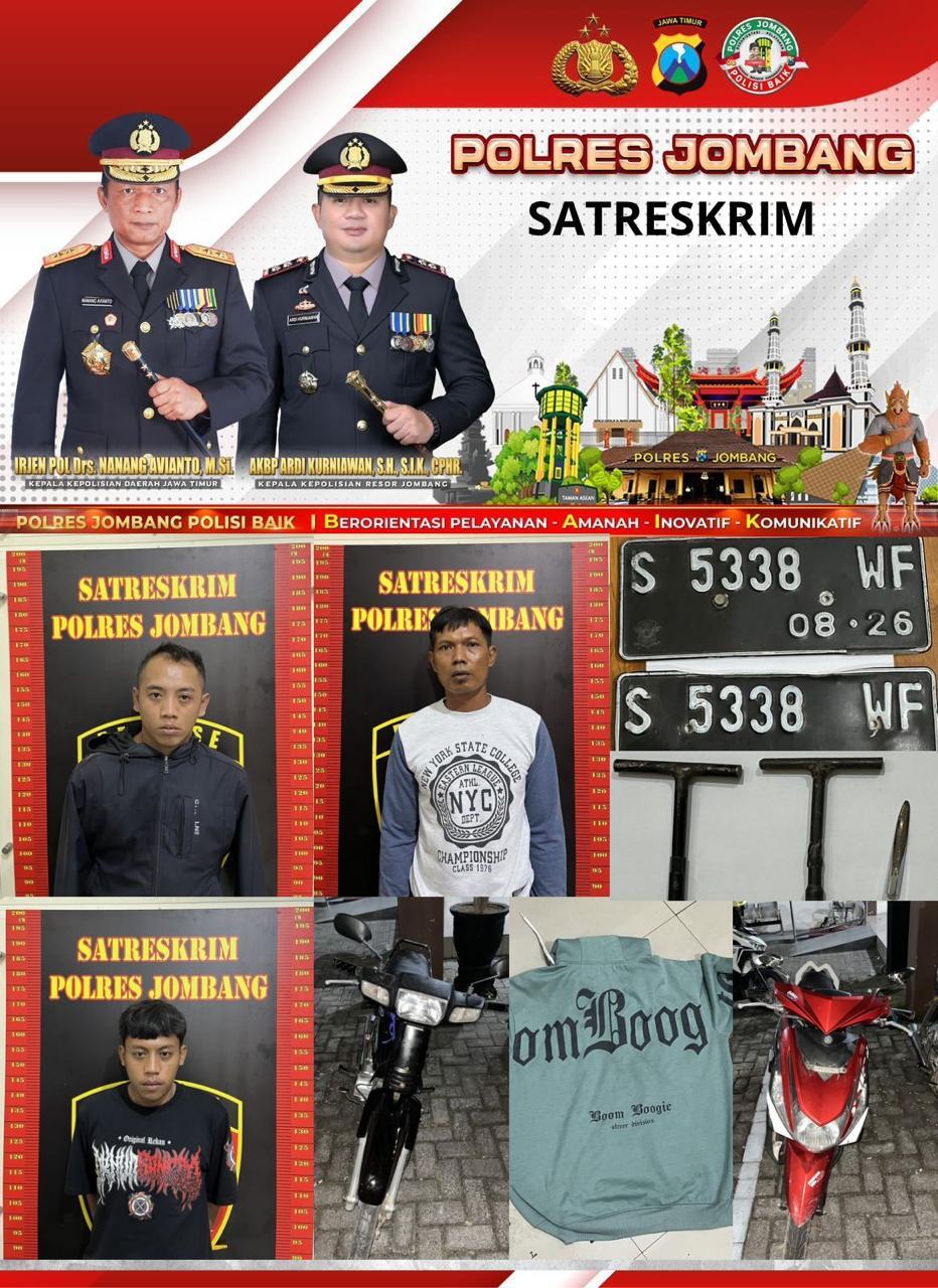 Polisi Tangkap 3 Pelaku Curanmor di Jombang, Sasar Motor Petani di Area Sawah