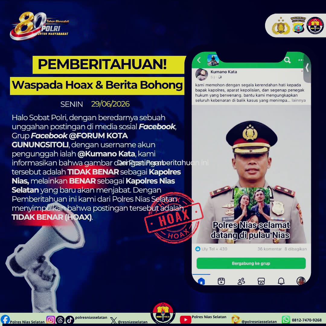 Waspada Hoaks! Polres Nisel Bantah Kabar Salah Identitas