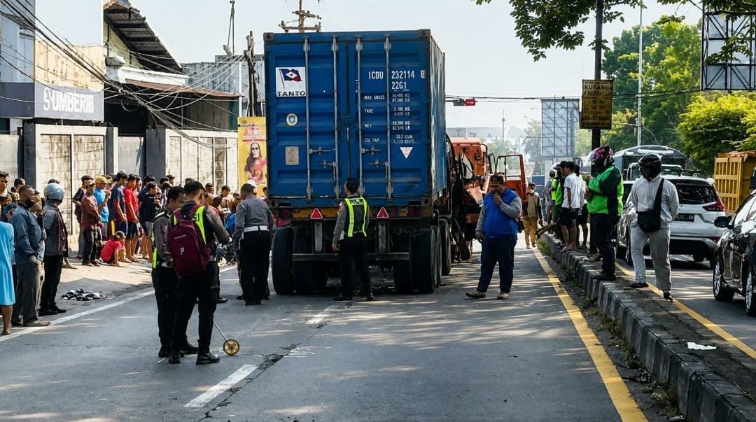 Truk Kontainer Gilas Antrean Motor di Pandaan, Empat Korban Tak Tertolong