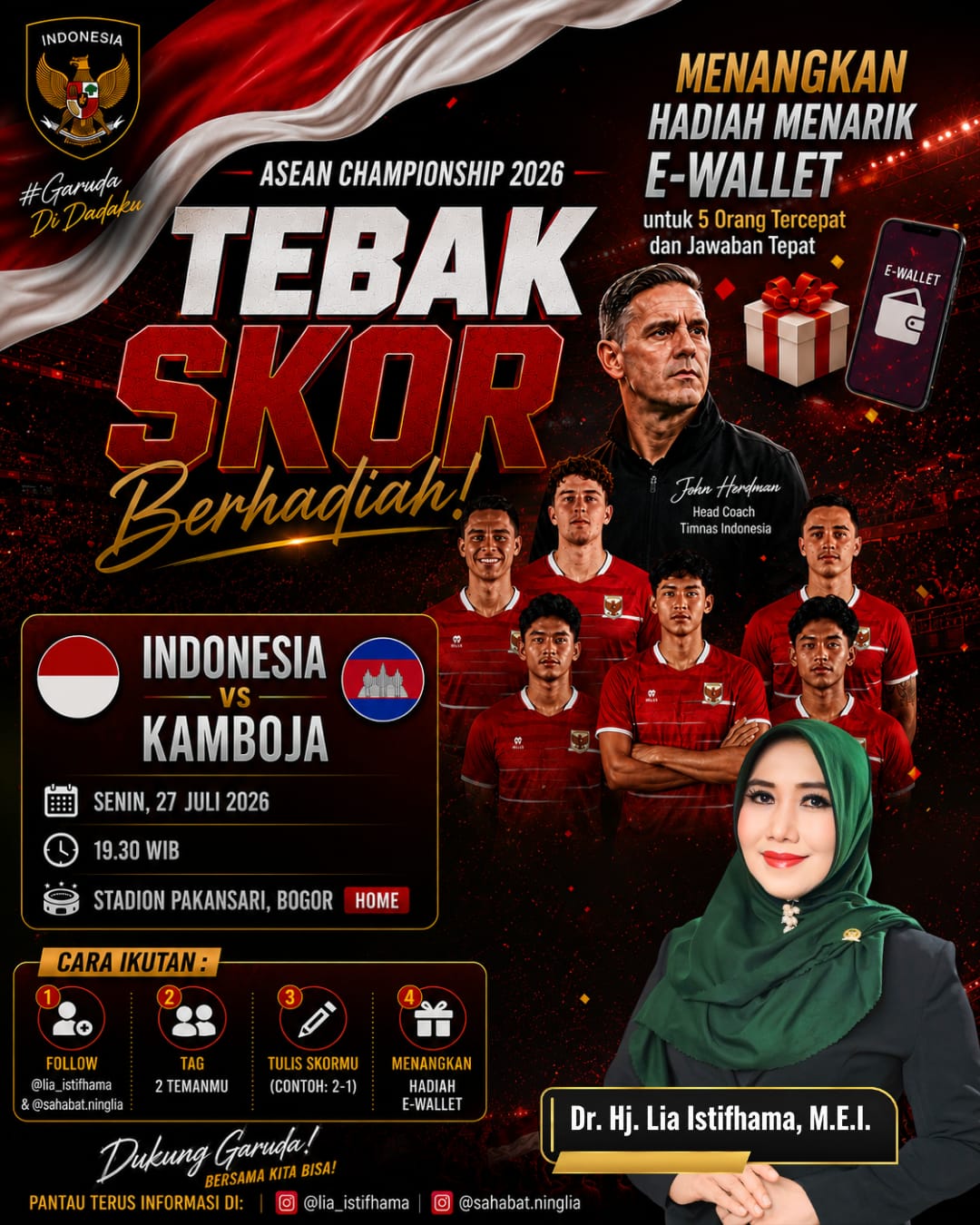 Senator Lia Istifhama Gelar Tebak Skor Berhadiah, Ajak Dukung Timnas di Piala AFF 2026