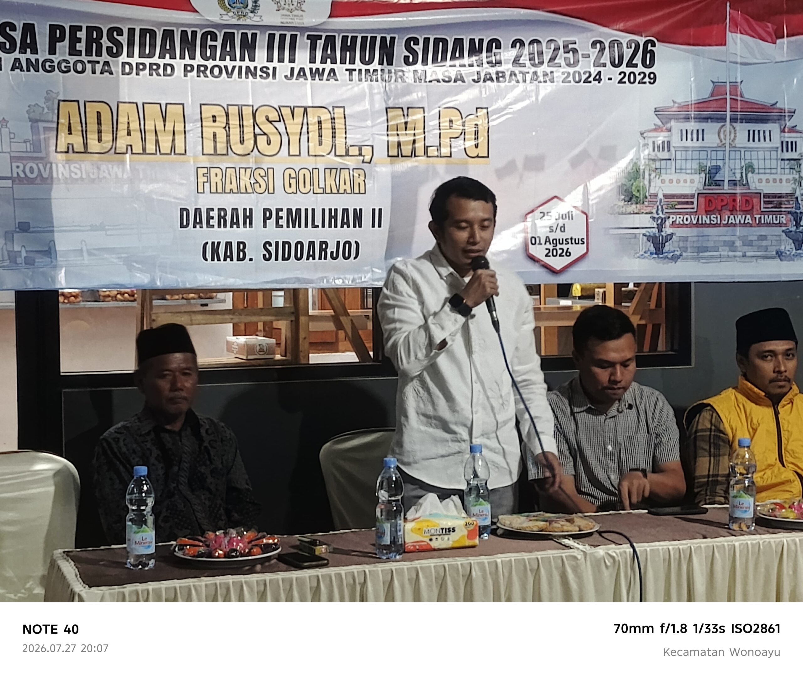 Reses di Plaosan Wonoayu, Adam Rusydi Apresiasi Perangkat Desa dan Jelaskan Mekanisme Usulan TPS & Lapangan Olahraga