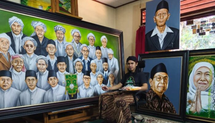 Lukisan 25 Muassis NU Jadi Magnet Pameran Seni di Muktamar ke-35 Jombang