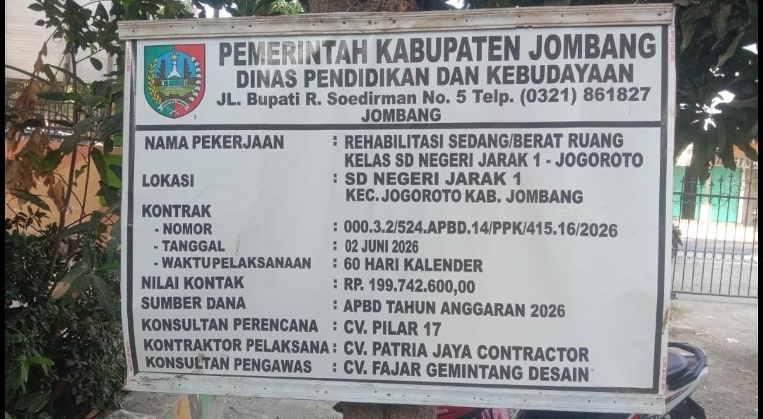 LSM Kompak Soroti Proyek SDN Jarak 1 Jombang, Minta APH Turun Tangan